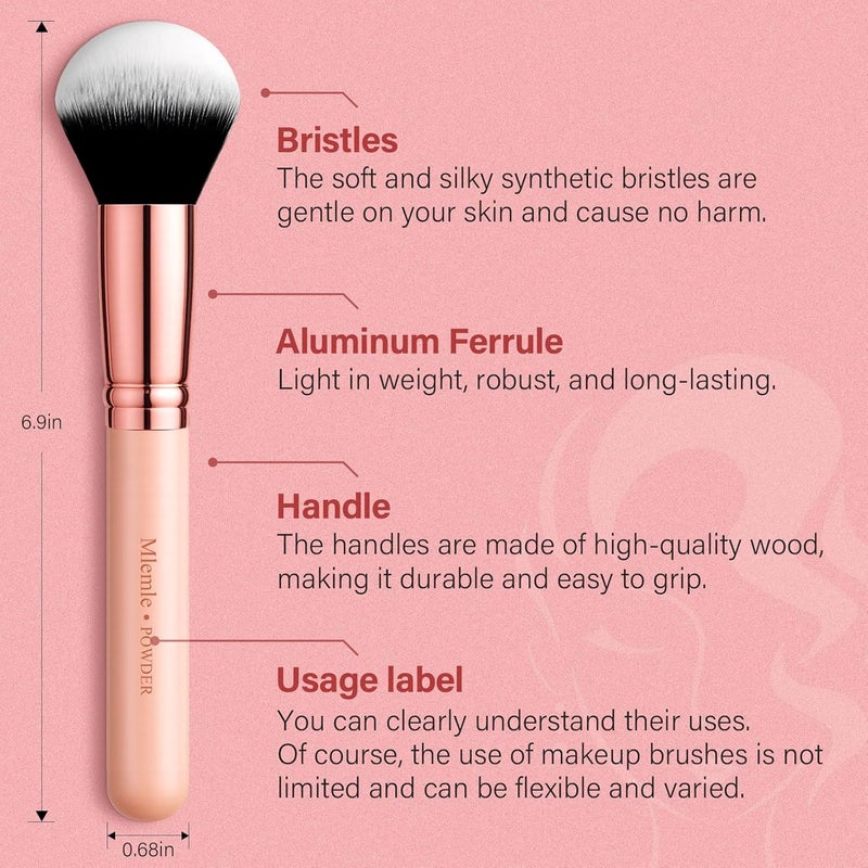 Mlemle Makeup Brushes Set, Professional 26 Pcs Makeup Kit, Include Powder Foundation Concealers Blush Eye shadows Eyebrow 21 Pcs Makeup Brushes and 2 Powder Puff, 3 Makeup Sponge(A01-Pink) - Image 3